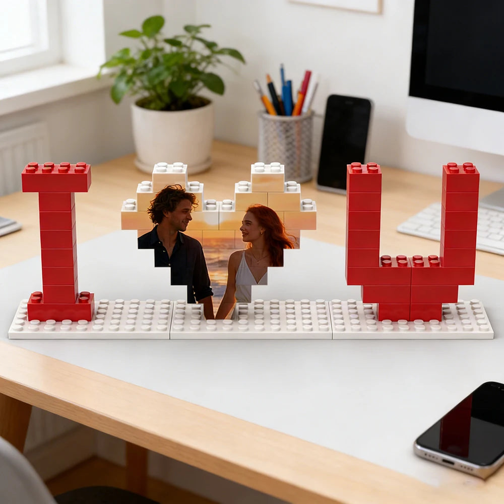 Custom "I ❤️ U" Brick Photo Mosaic
