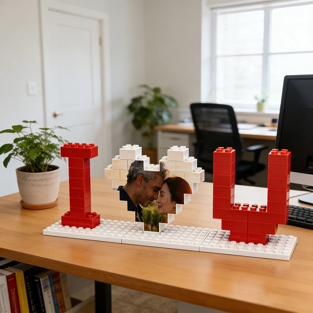 Custom "I ❤️ U" Brick Photo Mosaic