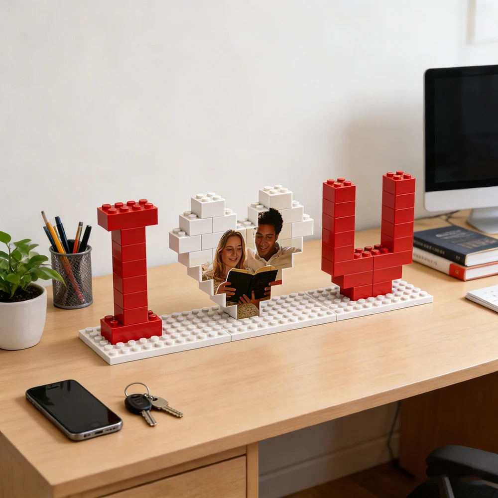Custom "I ❤️ U" Brick Photo Mosaic